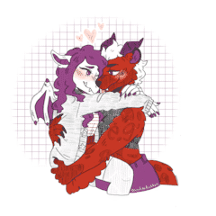 Rezzy and Billy hugging happily.